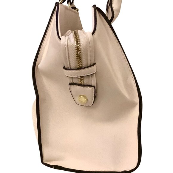 Steve Madden Cream Satchel Bag Handbag Tassel Accent Black Gold Details - Picture 3 of 15